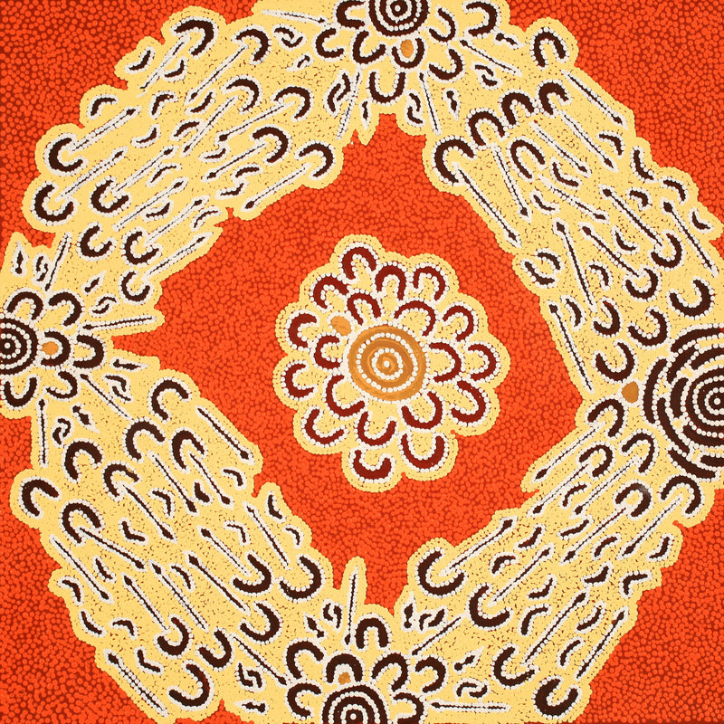 Aboriginal Artwork by Ritasha Nampijinpa Watson, Jajirrdi manu Janganpa Jukurrpa - Yakurdyi, 61x61cm