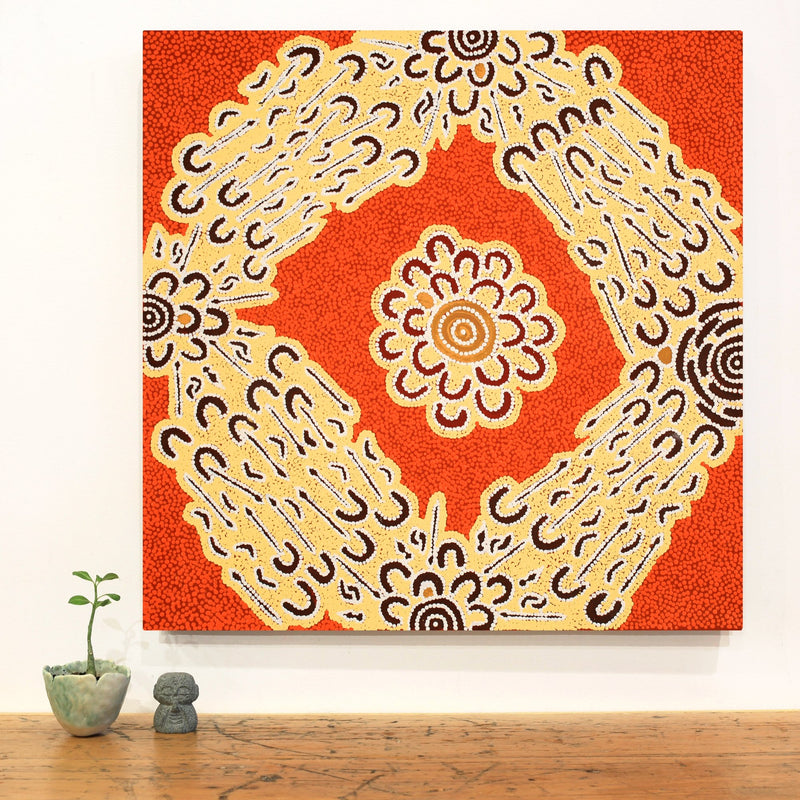 Aboriginal Artwork by Ritasha Nampijinpa Watson, Jajirrdi manu Janganpa Jukurrpa - Yakurdyi, 61x61cm