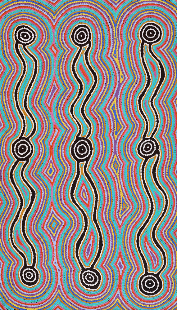 Aboriginal Artwork by Rochelle Nakamarra Curtis, Yarla Jukurrpa (Bush Potato Dreaming) - Cockatoo Creek, 107x61cm