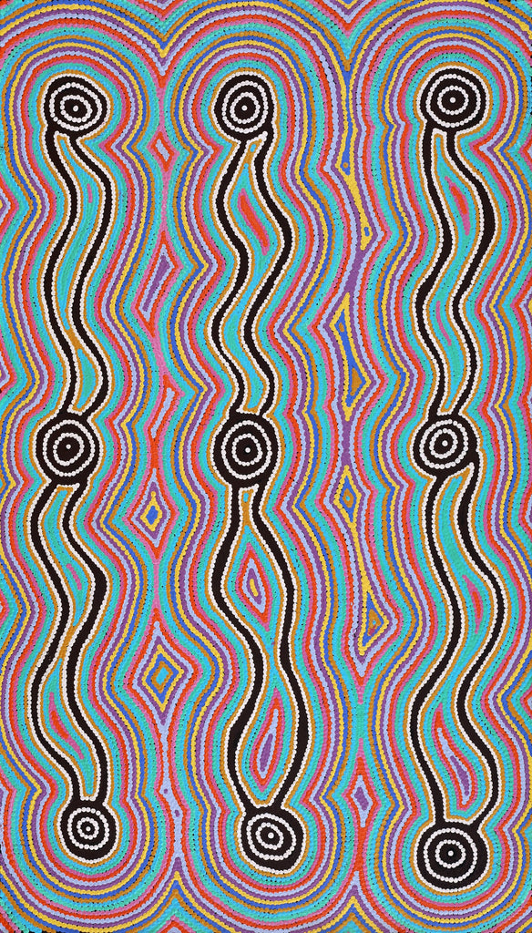Aboriginal Artwork by Rochelle Nakamarra Curtis, Yarla Jukurrpa (Bush Potato Dreaming) - Cockatoo Creek, 107x61cm