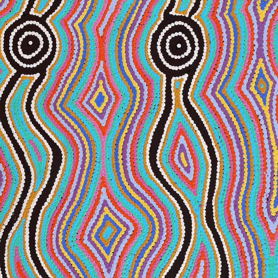 Aboriginal Artwork by Rochelle Nakamarra Curtis, Yarla Jukurrpa (Bush Potato Dreaming) - Cockatoo Creek, 107x61cm