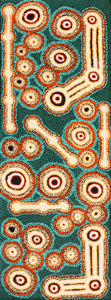 Aboriginal Artwork by Rosemary Peters, Waru at Watarru, 122x45cm - ART ARK®