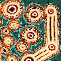 Aboriginal Art by Rosemary Peters, Waru at Watarru, 122x45cm - ART ARK®