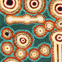 Aboriginal Artwork by Rosemary Peters, Waru at Watarru, 122x45cm