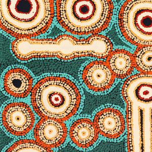 Aboriginal Artwork by Rosemary Peters, Waru at Watarru, 122x45cm - ART ARK®