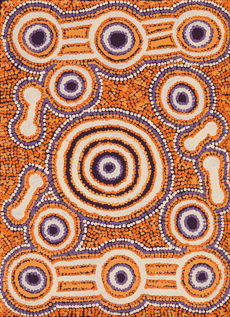 Aboriginal Artwork by Rosemary Peters, Waru at Watarru, 55x40cm