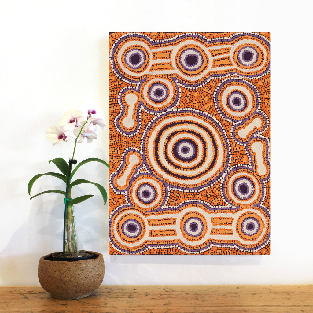 Aboriginal Artwork by Rosemary Peters, Waru at Watarru, 55x40cm - ART ARK®