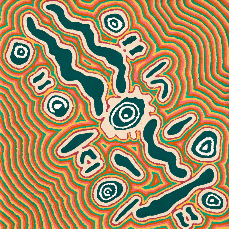 Aboriginal Artwork by Roseranna Napaljarri Larry, Warliyajarrayi, 70x70cm