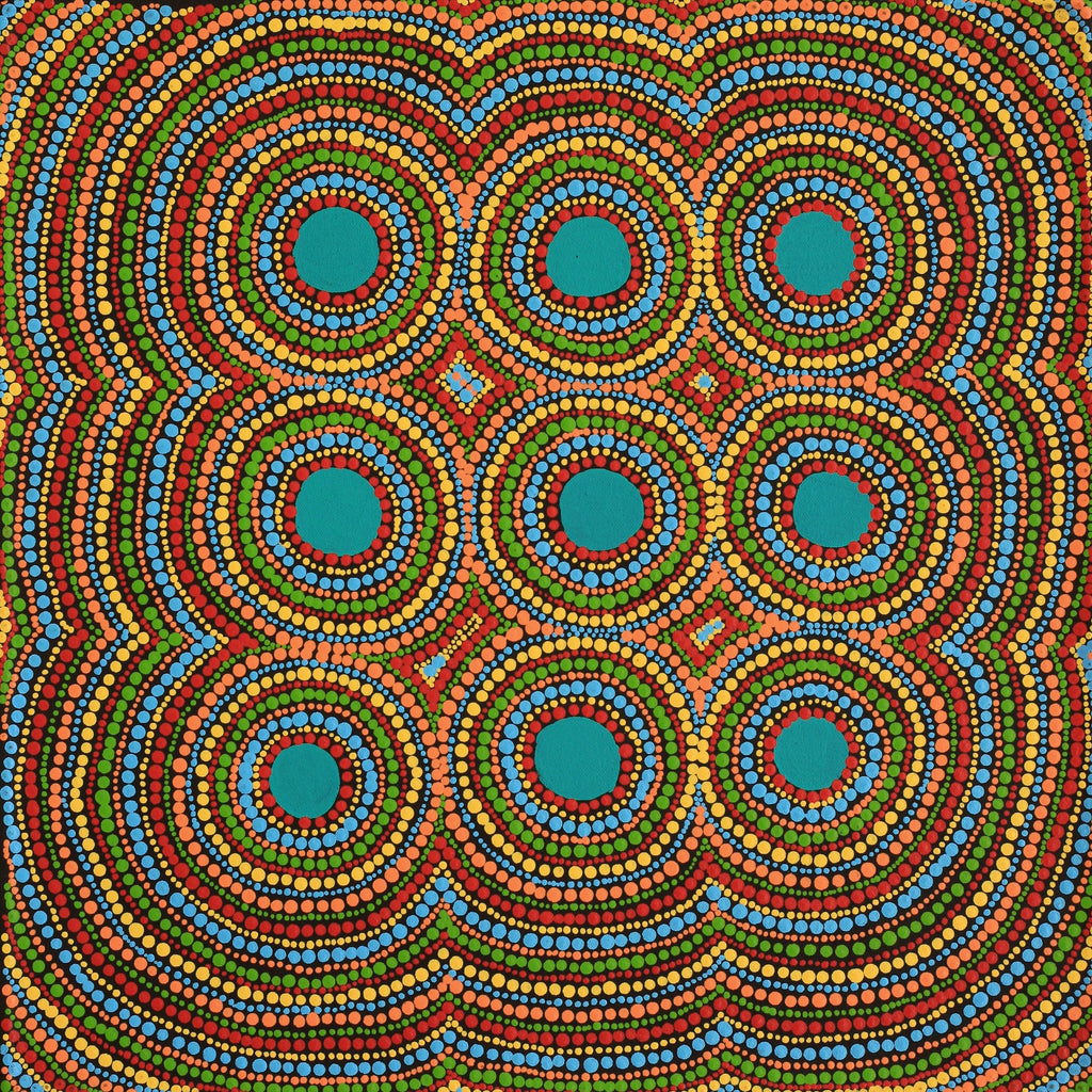 Aboriginal Art by Samantha Napangardi Granites, Pirlarla Jukurrpa (Dogwood Tree Bean Dreaming), 46x46cm - ART ARK®