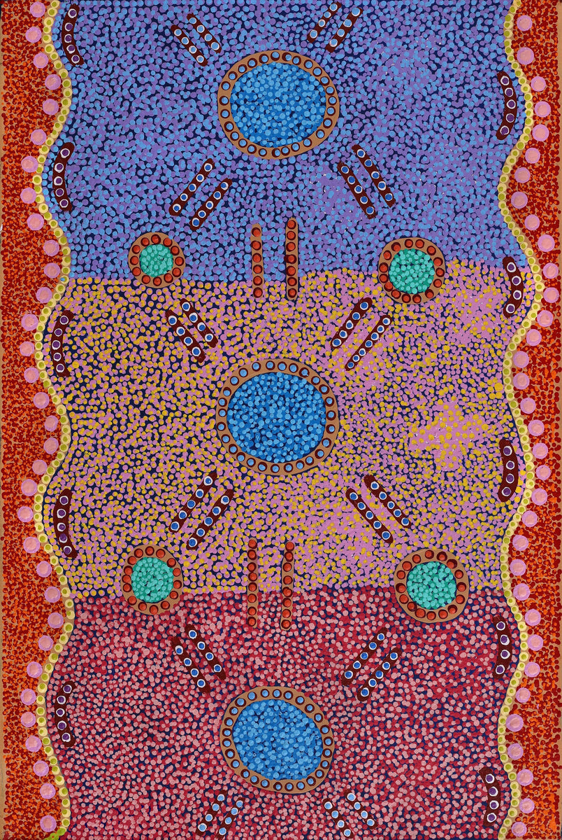 Aboriginal Art by Samantha Napurrurla Gibson, Lukarrara Jukurrpa, 91x61cm - ART ARK®