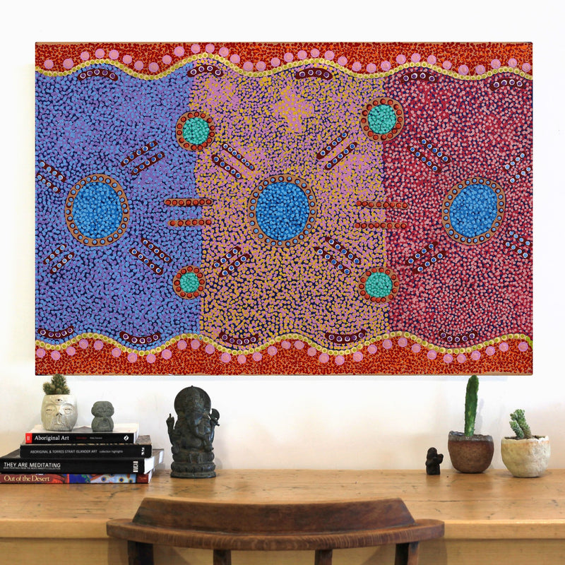 Aboriginal Artwork by Samantha Napurrurla Gibson, Lukarrara Jukurrpa, 91x61cm