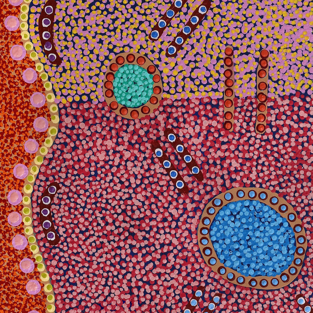 Aboriginal Art by Samantha Napurrurla Gibson, Lukarrara Jukurrpa, 91x61cm - ART ARK®