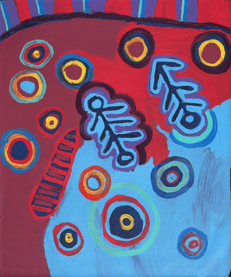 Aboriginal Artwork by Saraeva Napangardi Marshall, Mina Mina Dreaming, 91x76cm