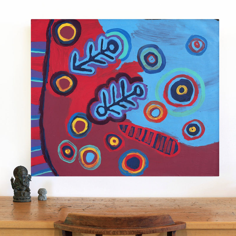Aboriginal Artwork by Saraeva Napangardi Marshall, Mina Mina Dreaming, 91x76cm