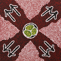 Aboriginal Artwork by Sarah-Jane Nampijinpa Singleton, Yankirri Jukurrpa (Emu Dreaming) - Ngarlikurlangu, 30x30cm