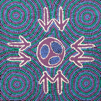 Aboriginal Artwork by Sarah-Jane Nampijinpa Singleton, Yankirri Jukurrpa (Emu Dreaming) - Ngarlikurlangu, 30x30cm