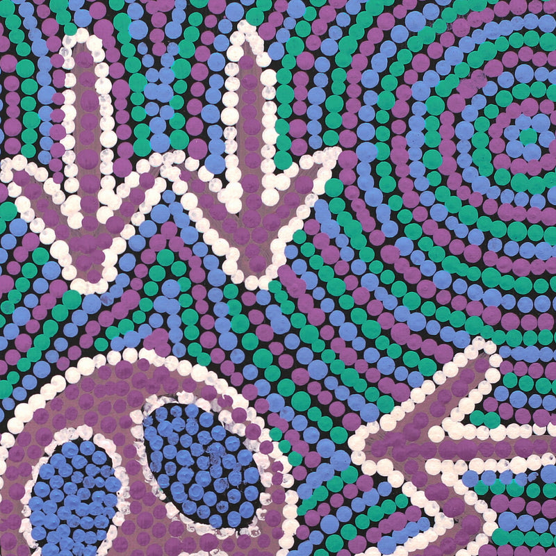Aboriginal Artwork by Sarah-Jane Nampijinpa Singleton, Yankirri Jukurrpa (Emu Dreaming) - Ngarlikurlangu, 30x30cm