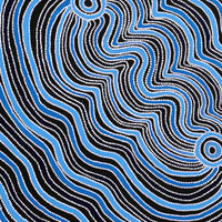 Aboriginal Artwork by Selina Nakamarra Hunter, Ngapa Jukurrpa (Water Dreaming) - Puyurru, 107x107cm