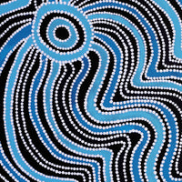 Aboriginal Artwork by Selina Nakamarra Hunter, Ngapa Jukurrpa (Water Dreaming) - Puyurru, 107x107cm