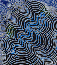 Aboriginal Artwork by Selina Nakamarra Hunter, Ngapa Jukurrpa (Water Dreaming) - Puyurru, 122x107cm