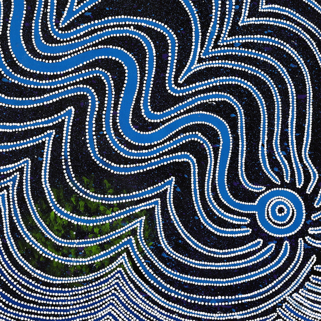 Aboriginal Artwork by Selina Nakamarra Hunter, Ngapa Jukurrpa (Water Dreaming) - Puyurru, 122x107cm
