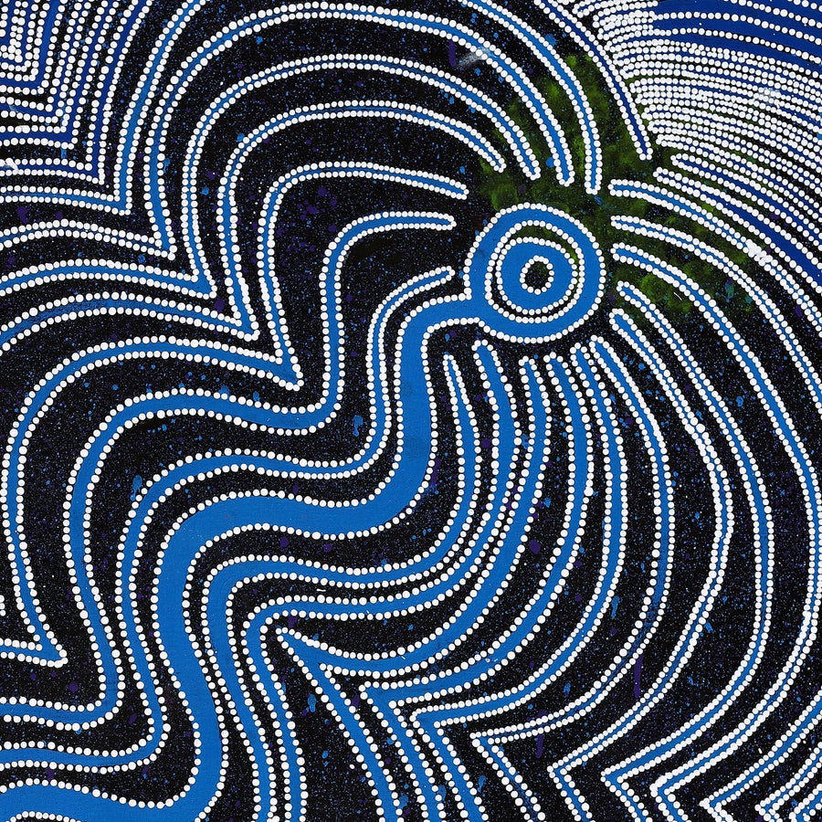 Aboriginal Artwork by Selina Nakamarra Hunter, Ngapa Jukurrpa (Water Dreaming) - Puyurru, 122x107cm