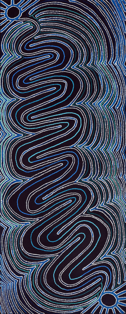 Aboriginal Artwork by Selina Nakamarra Hunter, Ngapa Jukurrpa (Water Dreaming) - Puyurru, 152x61cm