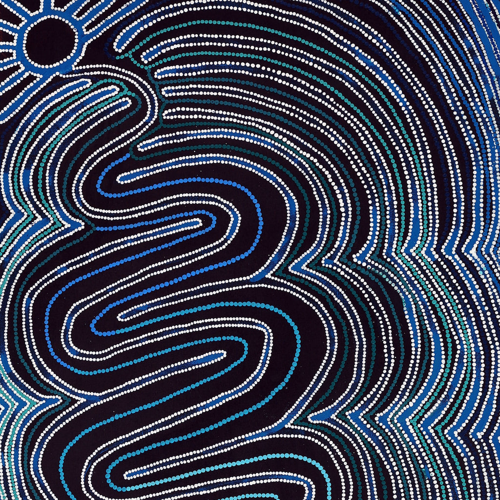 Aboriginal Artwork by Selina Nakamarra Hunter, Ngapa Jukurrpa (Water Dreaming) - Puyurru, 152x61cm