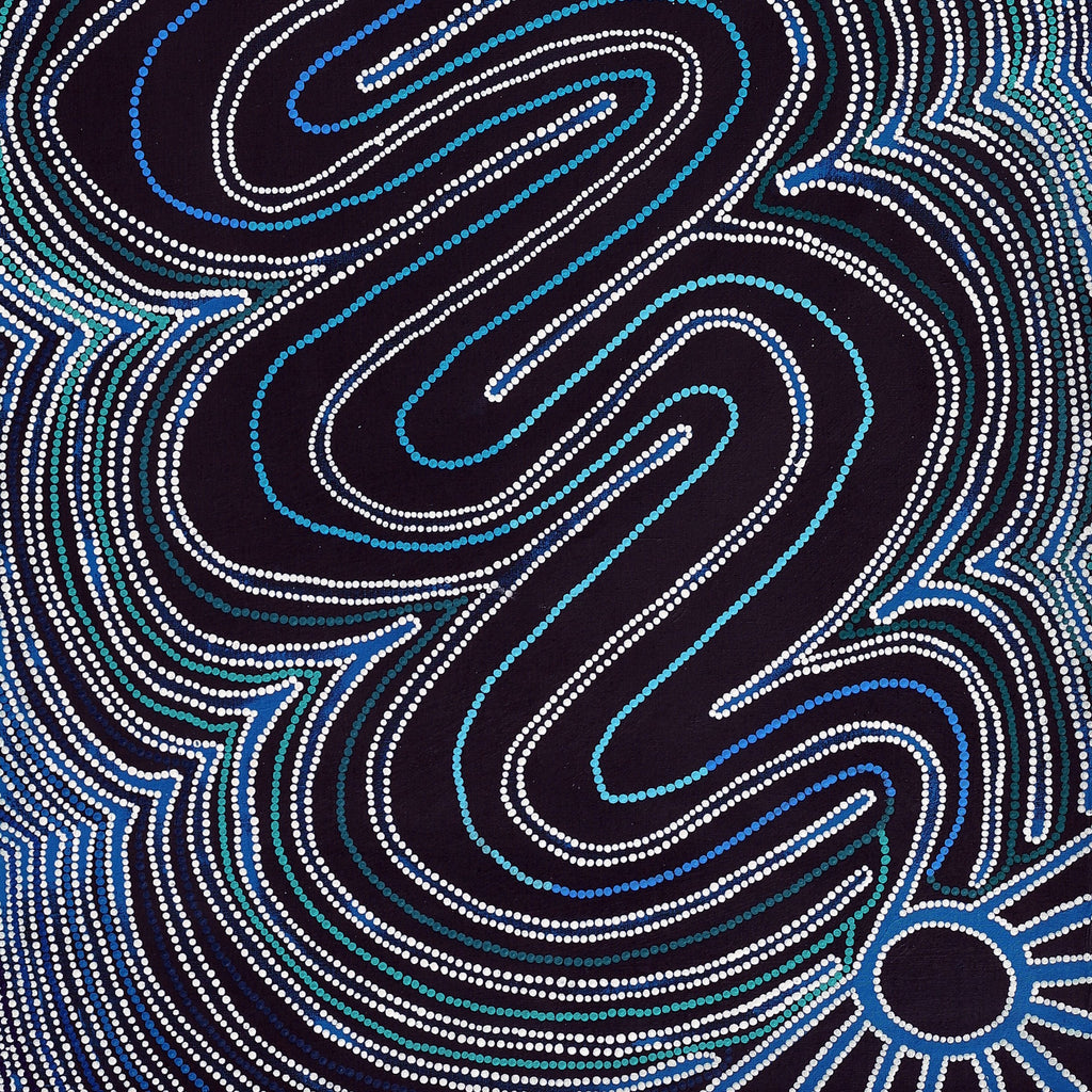 Aboriginal Artwork by Selina Nakamarra Hunter, Ngapa Jukurrpa (Water Dreaming) - Puyurru, 152x61cm