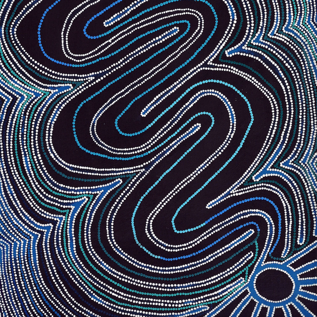 Aboriginal Art by Selina Nakamarra Hunter, Ngapa Jukurrpa (Water Dreaming) - Puyurru, 152x61cm - ART ARK®