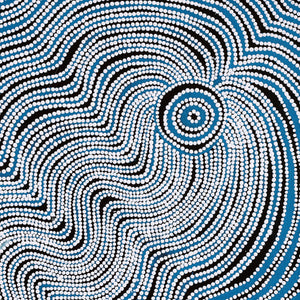 Aboriginal Artwork by Selina Nakamarra Hunter, Ngapa Jukurrpa (Water Dreaming) - Puyurru, 61x61cm - ART ARK®