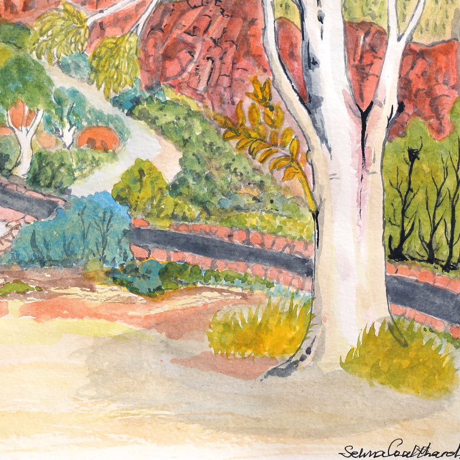 Aboriginal Artwork by Selma Coulthard Nunay, Ljalkaindirma (Mt Hermannsburg), 39.5x27.5cm