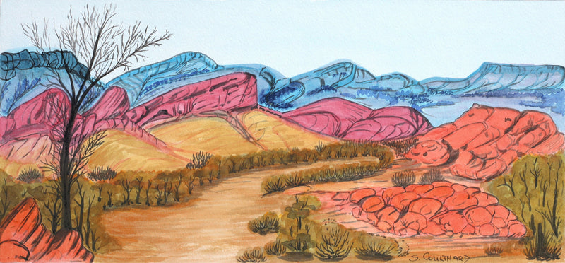 Aboriginal Artwork by Selma Coulthard Nunay, Petermann Ranges, 35.5x16.5cm