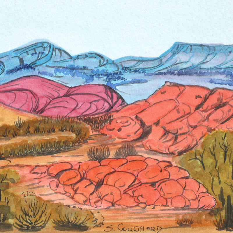 Aboriginal Artwork by Selma Coulthard Nunay, Petermann Ranges, 35.5x16.5cm