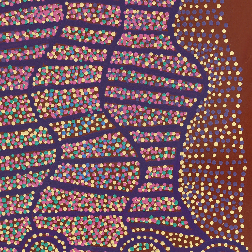 Aboriginal Artwork by Shorty Jangala Robertson, Ngapa Jukurrpa (Water Dreaming) - Puyurru, 107x61cm