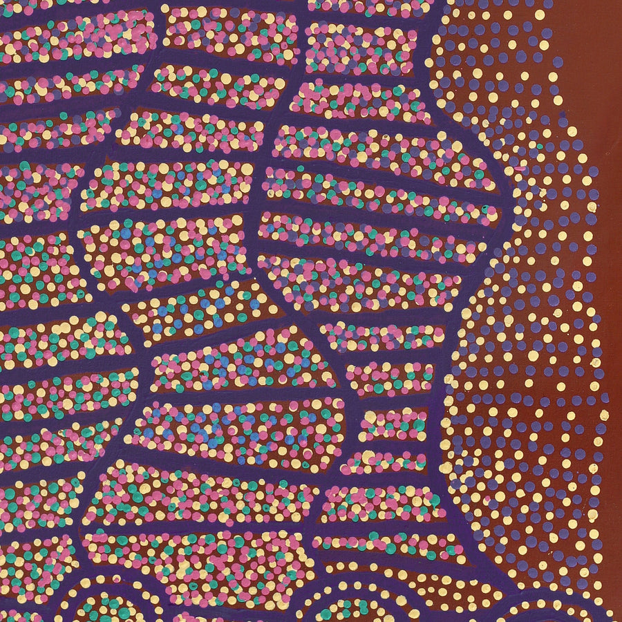 Aboriginal Artwork by Shorty Jangala Robertson, Ngapa Jukurrpa (Water Dreaming) - Puyurru, 107x61cm