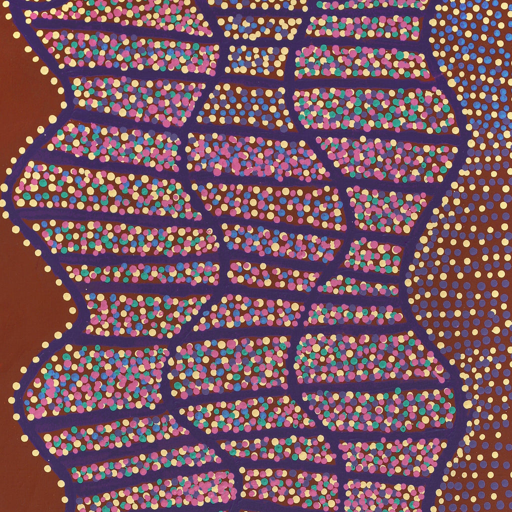 Aboriginal Artwork by Shorty Jangala Robertson, Ngapa Jukurrpa (Water Dreaming) - Puyurru, 107x61cm