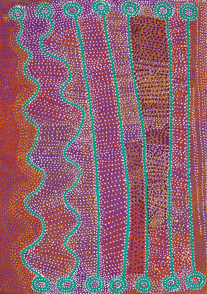 Aboriginal Artwork by Shorty Jangala Robertson, Ngapa Jukurrpa (Water Dreaming) - Puyurru, 152x107cm