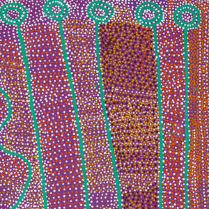 Aboriginal Artwork by Shorty Jangala Robertson, Ngapa Jukurrpa (Water Dreaming) - Puyurru, 152x107cm - ART ARK®