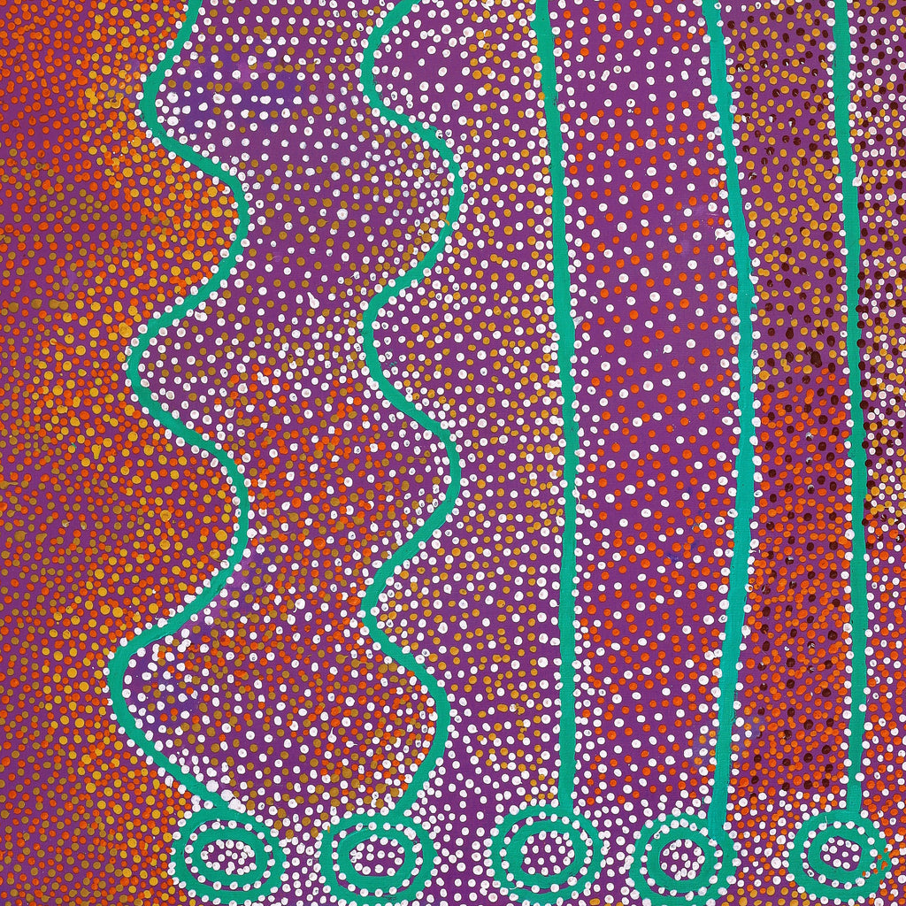 Aboriginal Artwork by Shorty Jangala Robertson, Ngapa Jukurrpa (Water Dreaming) - Puyurru, 152x107cm