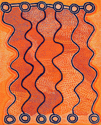 Aboriginal Artwork by Shorty Jangala Robertson, Ngapa Jukurrpa (Water Dreaming) - Puyurru, 152x122cm