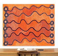 Aboriginal Artwork by Shorty Jangala Robertson, Ngapa Jukurrpa (Water Dreaming) - Puyurru, 152x122cm