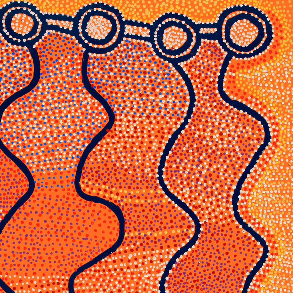 Aboriginal Artwork by Shorty Jangala Robertson, Ngapa Jukurrpa (Water Dreaming) - Puyurru, 152x122cm