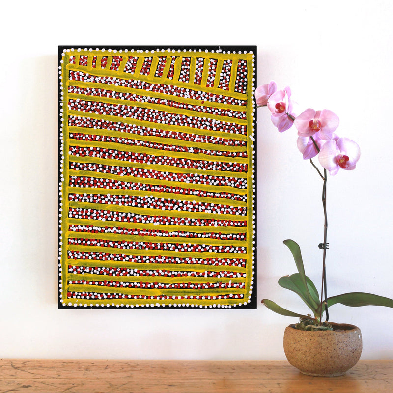 Aboriginal Artwork by Shorty Jangala Robertson, Ngapa Jukurrpa (Water Dreaming) - Puyurru, 61x46cm