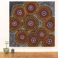 Aboriginal Artwork by Sophie Nangala Rice, Ngapa Jukurrpa - Puyurru, 61x61cm