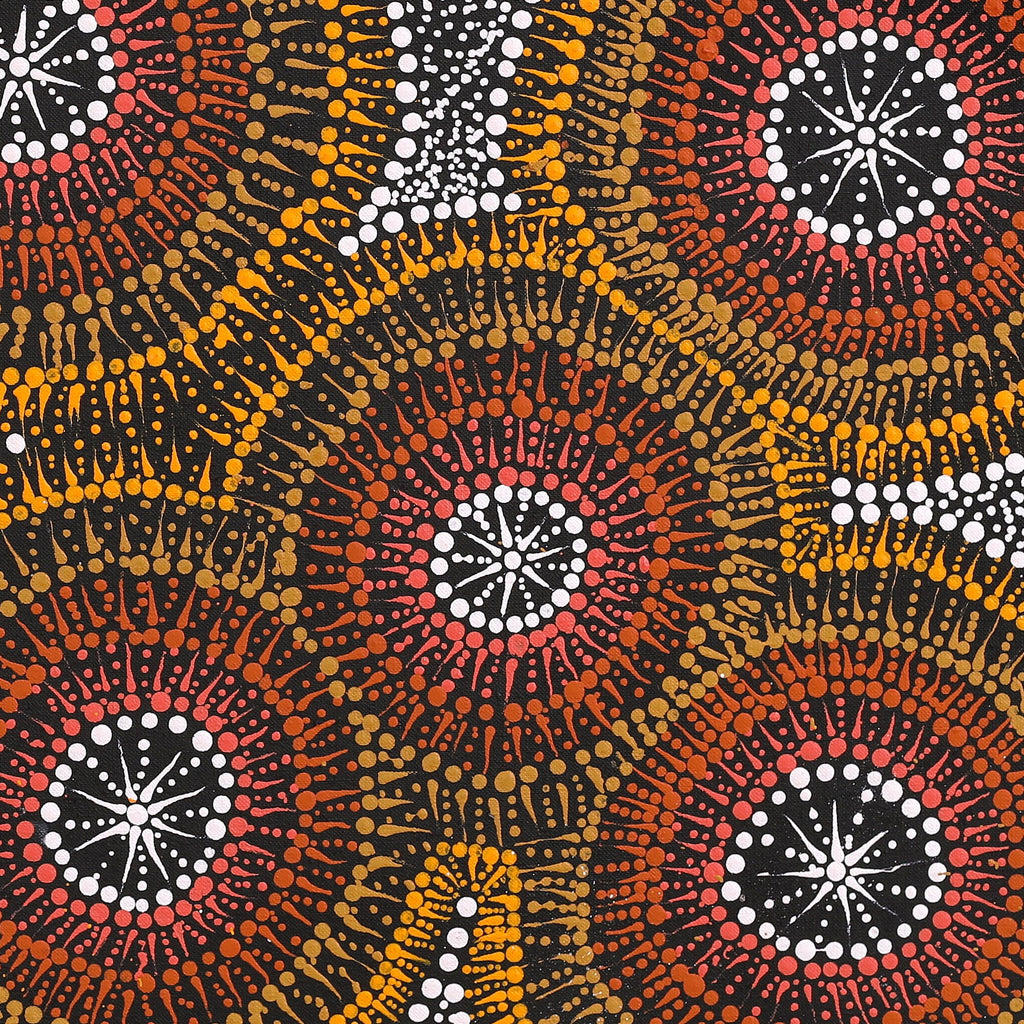 Aboriginal Artwork by Sophie Nangala Rice, Ngapa Jukurrpa - Puyurru, 61x61cm