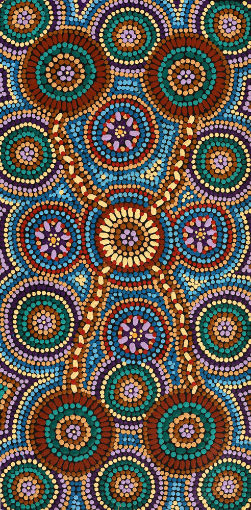 Aboriginal Artwork by Susan Ryder, Bush Tucker, 61x30cm