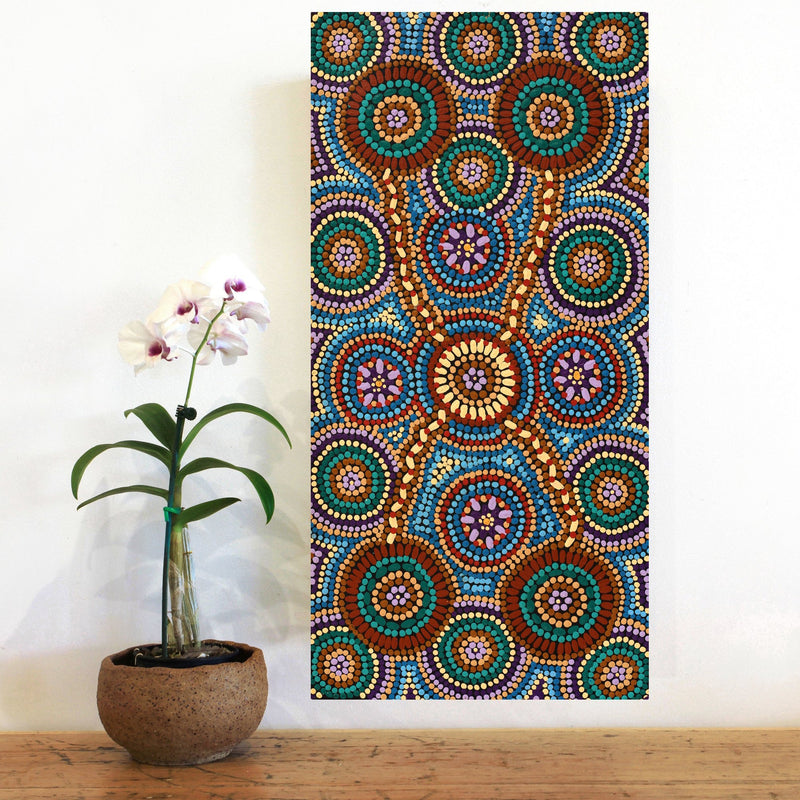 Aboriginal Artwork by Susan Ryder, Bush Tucker, 61x30cm