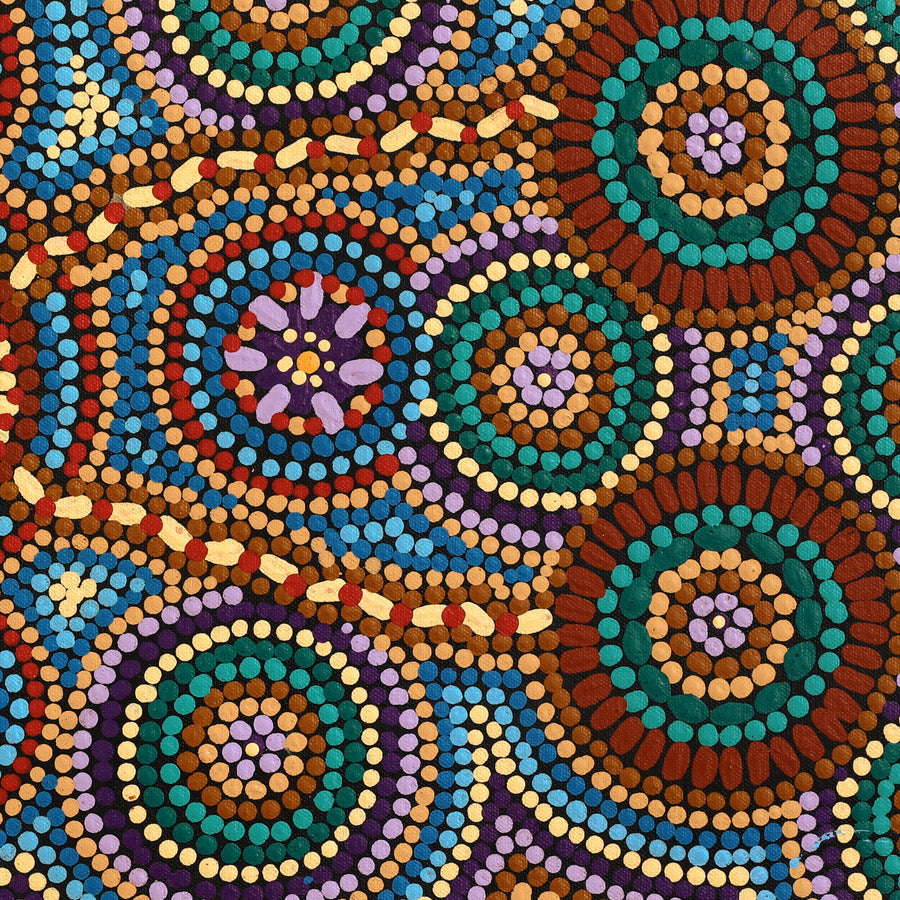 Aboriginal Artwork by Susan Ryder, Bush Tucker, 61x30cm