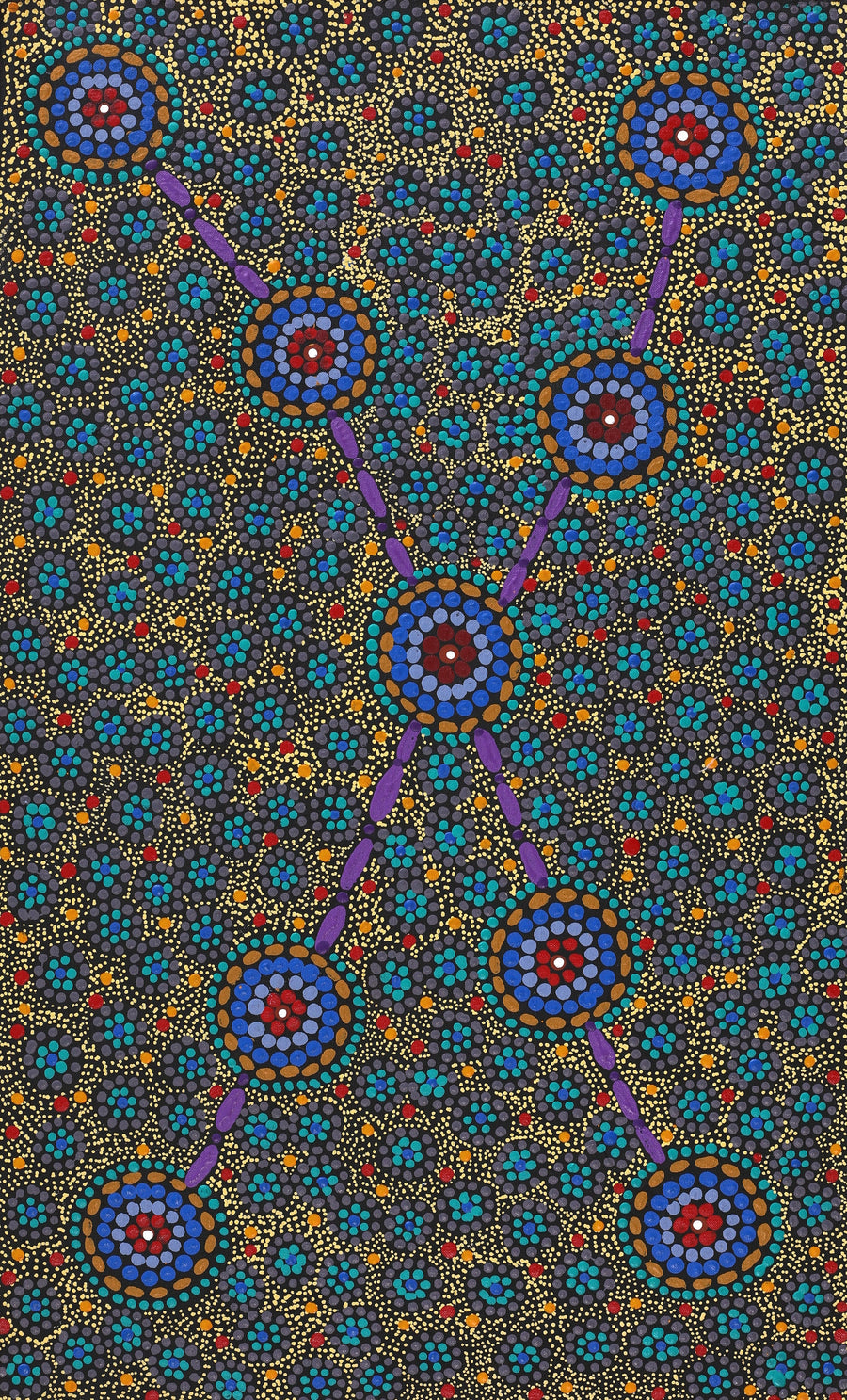Aboriginal Artwork by Susan Ryder, Bush Tucker, 76x46cm